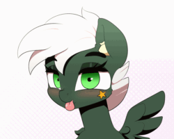 Size: 1299x1037 | Tagged: safe, artist:n0nnny, oc, oc:summer breeze, pony, :p, animated, frame by frame, gif, gift art, looking at you, male, tongue out