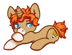 Size: 586x454 | Tagged: safe, artist:pomrawr, oc, oc only, oc:foxface, pony, unicorn, commission, freckles, horn, simple background, socks (coat marking), solo, transparent background, unicorn oc