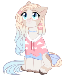 Size: 2460x2850 | Tagged: safe, artist:nika-rain, derpibooru import, oc, oc only, oc:melissa, earth pony, pony, 2019 community collab, clothes, derpibooru community collaboration, female, freckles, mare, simple background, sitting, solo, transparent background, unshorn fetlocks