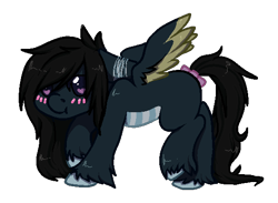 Size: 567x416 | Tagged: safe, artist:pomrawr, oc, oc only, oc:insomniac riddle, pegasus, pony, blushing, bow, commission, heart eyes, pegasus oc, solo, tail bow, unshorn fetlocks, wingding eyes, wings