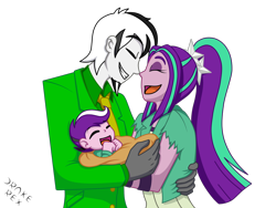 Size: 1024x768 | Tagged: safe, artist:drake-rex, aria blaze, oc, oc:malicore, oc:melody blaze, human, equestria girls, ariabetes, baby, canon x oc, commission, cute, female, happy, male, offspring, parent:aria blaze, parent:oc:malicore, parents:canon x oc, shipping, straight