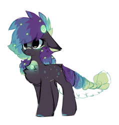 Size: 1828x1920 | Tagged: safe, artist:little-sketches, oc, oc:kuroshio, original species, pony, suisei pony, adopted, chest fluff, ear fluff, eye clipping through hair, female, simple background, solo, white background