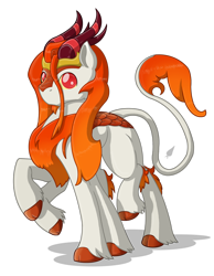 Size: 2157x2780 | Tagged: safe, artist:ravenpuff, oc, oc:sunbeam, hybrid, kirin, interspecies offspring, multiple limbs, offspring, parent:discord, parent:princess celestia, parents:dislestia, simple background, sleipnir, solo, species swap, transparent background