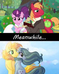 Size: 1280x1616 | Tagged: safe, artist:dreamscapevalley edits, edit, edited screencap, screencap, big macintosh, braeburn, marble pie, sugar belle, earth pony, pony, unicorn, the big mac question, a happy ending for marble pie, appleloosa, braeble, clothes, courtship, dress, female, good end, male, mare, marriage, meanwhile, ponyville, shipping, shirt, stallion, straight, sugarmac, vest, wedding, wedding dress, wholesome