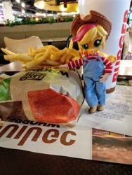 Size: 3000x4000 | Tagged: safe, artist:redness, applejack, equestria girls, bjd, burger, burger king, doll, equestria girls minis, eqventures of the minis, food, irl, photo, thailand, toy