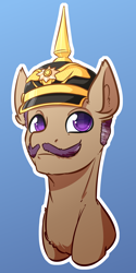 Size: 2000x4000 | Tagged: safe, artist:witchtaunter, oc, earth pony, pony, bust, commission, facial hair, hat, kaiser, moustache, pickelhaube, ponified, portrait, solo