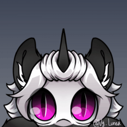 Size: 500x500 | Tagged: safe, artist:thanhvy15599, oc, oc only, oc:s.leech, unicorn, animated, bat eyes, blinking, commission, ear fluff, ear twitch, floppy ears, gif, horn, lurking, simple background, solo, unicorn oc, ych animation, ych result, your character here