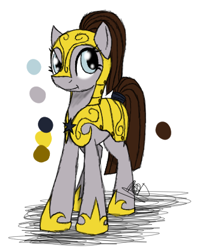 Size: 336x416 | Tagged: safe, artist:didun850, oc, oc only, oc:highboots crack, earth pony, pony, armor, earth pony oc, helmet, hoof shoes, reference sheet, royal guard, solo