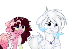 Size: 1024x692 | Tagged: safe, artist:applerougi, oc, oc only, oc:katty smottie pie, oc:star blind, pegasus, pony, base used, female, interspecies offspring, mare, offspring, parent:discord, parent:pinkie pie, parents:discopie, simple background, transparent background