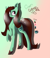 Size: 2323x2689 | Tagged: safe, artist:midnightdream123, oc, oc:green cofee, earth pony, pony, female, mare, reference sheet, simple background, solo, transparent background