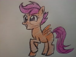 Size: 5248x3936 | Tagged: safe, artist:drunken bubblez, scootaloo, pony, cute, doodle, female, filly, sketchy, solo, traditional art
