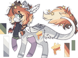 Size: 1730x1289 | Tagged: safe, artist:tenebristayga, oc, oc:star sprinkle, pegasus, pony, color palette, eye clipping through hair, feather, female, leonine tail, one hoof raised, pin, reference sheet, simple background, stars, transparent background
