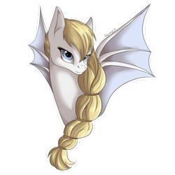 Size: 2449x2449 | Tagged: safe, artist:dreamyartcosplay, oc, oc only, bat pony, pony, bat pony oc, braid, bust, signature, simple background, solo, transparent background