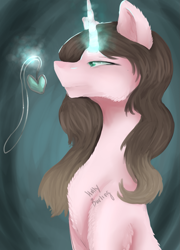 Size: 1249x1731 | Tagged: safe, artist:huskylovemlp, oc, oc:cindy, pony, unicorn, female, jewelry, magic, mare, necklace, solo