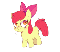 Size: 1402x1225 | Tagged: safe, artist:stuwor-art, apple bloom, earth pony, pony, adorabloom, blank flank, blushing, colored pupils, crying, cute, simple background, solo, tears of anger, white background