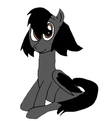 Size: 807x928 | Tagged: safe, artist:prince areo, oc, bat pony, pony, 2020 community collab, bat pony oc, blank flank, derpibooru community collaboration, looking at you, male, simple background, sitting, smiling, solo, transparent background