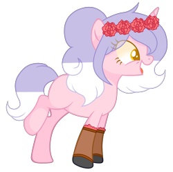 Size: 2839x2815 | Tagged: safe, artist:poppyglowest, derpibooru import, oc, pony, unicorn, female, floral head wreath, flower, mare, simple background, solo, transparent background