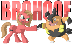 Size: 1280x787 | Tagged: safe, artist:crispokefan, oc, oc:pun, pony, ask, ask pun, hoofbump, pignite, pokémon