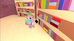 Size: 1024x575 | Tagged: safe, artist:undeadponysoldier, dragon, 3d, assistant, book, bookshelf, gmod, golden oaks library, male, number one assistant, organizing, solo