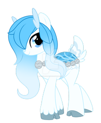 Size: 1024x1251 | Tagged: safe, artist:crystal-tranquility, oc, oc:glacia, deer pony, original species, pond pony, deviantart watermark, female, obtrusive watermark, simple background, solo, transparent background, watermark