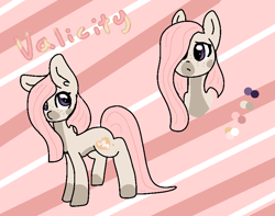 Size: 843x663 | Tagged: safe, artist:nootaz, derpibooru import, oc, oc only, oc:valicity, earth pony, pony, abstract background, freckles, reference sheet, socks (coat marking), solo