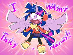 Size: 800x600 | Tagged: safe, artist:thegreatrouge, derpibooru import, twilight sparkle, twilight sparkle (alicorn), alicorn, anthro, best gift ever, clothes, earmuffs, faic, female, scarf, solo, twilynanas