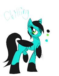 Size: 888x1150 | Tagged: safe, artist:didun850, oc, oc only, oc:chilling, changepony, hybrid, frown, one eye closed, raised hoof, reference sheet, signature, simple background, solo, text, transparent background, wink