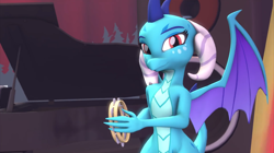 Size: 1680x944 | Tagged: safe, derpibooru import, princess ember, 3d, musical instrument, piano, solo, source filmmaker, tambourine