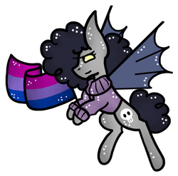 Size: 620x612 | Tagged: safe, artist:hunterthewastelander, oc, oc only, bat pony, pony, bat pony oc, bisexual pride flag, clothes, pride, simple background, skull, solo, transparent background, ych result