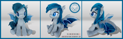 Size: 3600x1150 | Tagged: safe, artist:lioncubcreations, derpibooru import, oc, bat pony, bat pony oc, bat wings, gray, plushie, sitting, solo, wings