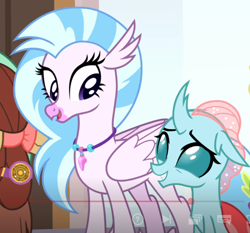 Size: 834x778 | Tagged: safe, ocellus, silverstream, yona, a matter of principals, season 8, spoiler:s08, cropped, female, looking at each other, netflix