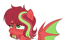 Size: 818x500 | Tagged: safe, artist:mintoria, oc, oc:rotten strawberry, bat pony, pony, female, mare, simple background, solo, transparent background