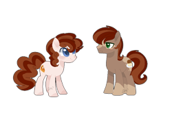 Size: 1013x679 | Tagged: safe, artist:moon-rose-rosie, derpibooru import, oc, oc only, oc:pumpkin pie, oc:vanilla flan, earth pony, pony, male, offspring, parent:cheese sandwich, parent:pinkie pie, parents:cheesepie, simple background, stallion, transparent background