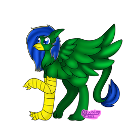 Size: 1140x1152 | Tagged: safe, artist:djwolf, oc, oc:prince thunder spark, griffon, solo