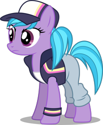 Size: 7392x8968 | Tagged: safe, artist:chrzanek97, derpibooru import, azure velour, earth pony, pony, season 6, the saddle row review, absurd resolution, annoyed, cap, clothes, female, hat, mare, pants, simple background, solo, transparent background, vector, wristband