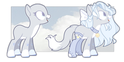 Size: 1024x511 | Tagged: safe, artist:chococolte, oc, oc only, earth pony, pony, bald, bell, bell collar, bow, collar, female, hair bow, mare, simple background, solo, transparent background