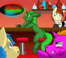 Size: 1800x1600 | Tagged: safe, artist:leadthepone, derpibooru import, oc, oc:lead pone, bar, drinking, male, stallion, temptation