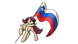 Size: 5786x3273 | Tagged: safe, oc, oc only, oc:porsche speedwings, pegasus, pony, flag, flag pole, flagpole, holding a flag, looking to side, raised hoof, simple background, slovene, slovenia, slovenian flag, solo, tan coat, transparent background