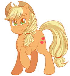 Size: 800x867 | Tagged: safe, artist:bundrawsart, applejack, earth pony, pony, cute, female, jackabetes, mare, simple background, smiling, solo, white background