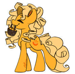 Size: 2395x2347 | Tagged: safe, artist:betawolfs, oc, oc only, oc:orange delight, earth pony, basket, commission, food, fruit, orange, simple background, solo, transparent background