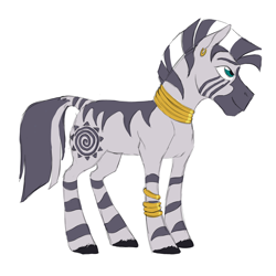 Size: 2000x2000 | Tagged: safe, artist:phobicalbino, zecora, zebra, ear piercing, earring, female, jewelry, leg rings, mare, neck rings, piercing, simple background, solo, white background