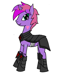 Size: 2448x3264 | Tagged: safe, artist:flashcake, artist:icey-wicey-1517, color edit, edit, oc, oc only, oc:nova night, pony, unicorn, armor, colored, ear piercing, earring, female, jewelry, mare, piercing, simple background, solo, tattoo, white background