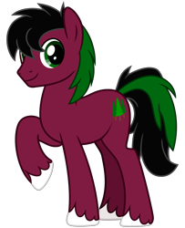 Size: 2600x3200 | Tagged: safe, artist:cheezedoodle96, oc, oc only, oc:red cedar, earth pony, pony, .svg available, 2020 community collab, derpibooru community collaboration, looking at you, male, raised hoof, simple background, smiling, solo, stallion, svg, transparent background, vector