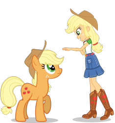 Size: 1132x1202 | Tagged: safe, artist:raindashesp, applejack, pony, better together, equestria girls, applejack's hat, cowboy hat, female, hat, human ponidox, mare, self ponidox