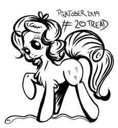 Size: 2651x2882 | Tagged: safe, artist:coco-drillo, pinkie pie, earth pony, pony, snake, angry, don't tread on me, inktober, monochrome, pinktober, solo, swirly mane, tread