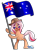 Size: 2222x2932 | Tagged: safe, artist:xwhitedreamsx, derpibooru import, oc, oc only, earth pony, pony, australia, bipedal, female, flag, freckles, mare, open mouth, simple background, smiling, solo, transparent background, underhoof