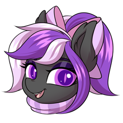 Size: 2000x2000 | Tagged: safe, artist:ask-colorsound, oc, oc only, oc:nightwalker, pony, bow, clothes, cute, cute little fangs, emotes, fangs, hair bow, looking at you, open mouth, scarf, simple background, slit eyes, smiling, transparent background