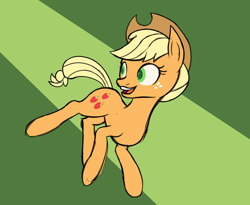 Size: 2718x2233 | Tagged: safe, artist:thehuskylord, derpibooru import, applejack, earth pony, pony, colored, cowboy hat, cutie mark, female, hat, jumping, mare, smiling, solo