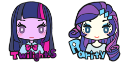 Size: 600x300 | Tagged: safe, artist:irislis44, rarity, twilight sparkle, equestria girls, blushing, bust, cute, duo, female, portrait, raribetes, simple background, twiabetes, white background