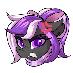 Size: 2000x2000 | Tagged: safe, artist:ask-colorsound, oc, oc only, oc:nightwalker, pony, angry, bow, clothes, emotes, fangs, hair bow, looking at you, scarf, simple background, slit eyes, transparent background